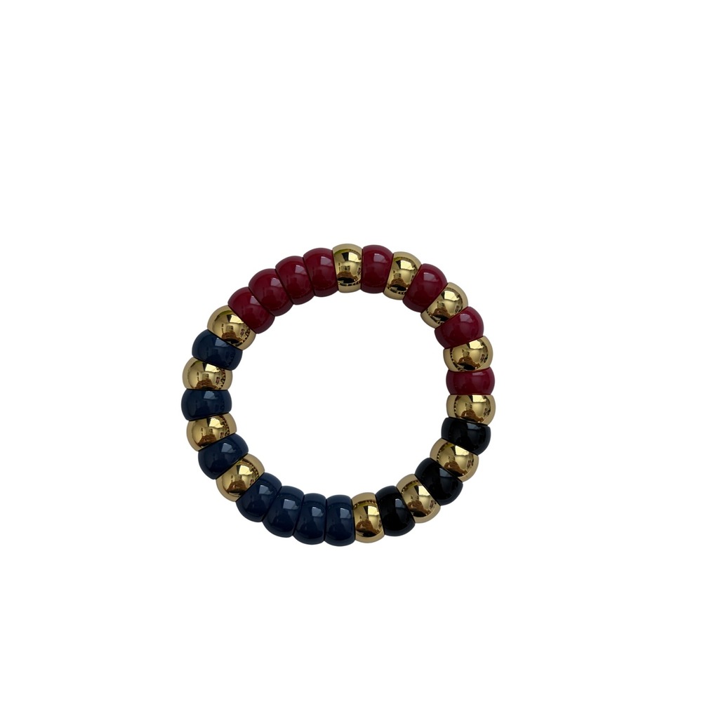 Tuckernuck Nautical Beaded Bradley Bracelet Claret Red Navy Blue Gold Tone
